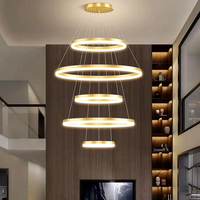 Modern Rings Long Pendant Lights Led Chandeliers for Living Room 2023 Indoor Lighting Ceiling Lamp Interior Lighting Chandeliers
