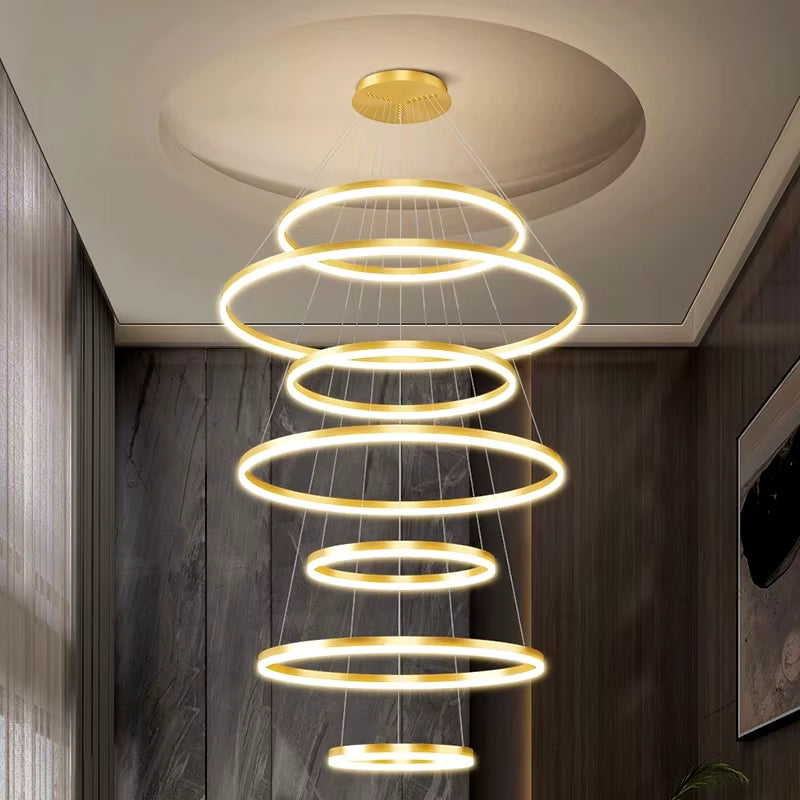Modern Rings Long Pendant Lights Led Chandeliers for Living Room 2023 Indoor Lighting Ceiling Lamp Interior Lighting Chandeliers