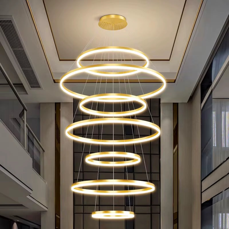 Modern Rings Long Pendant Lights Led Chandeliers for Living Room 2023 Indoor Lighting Ceiling Lamp Interior Lighting Chandeliers