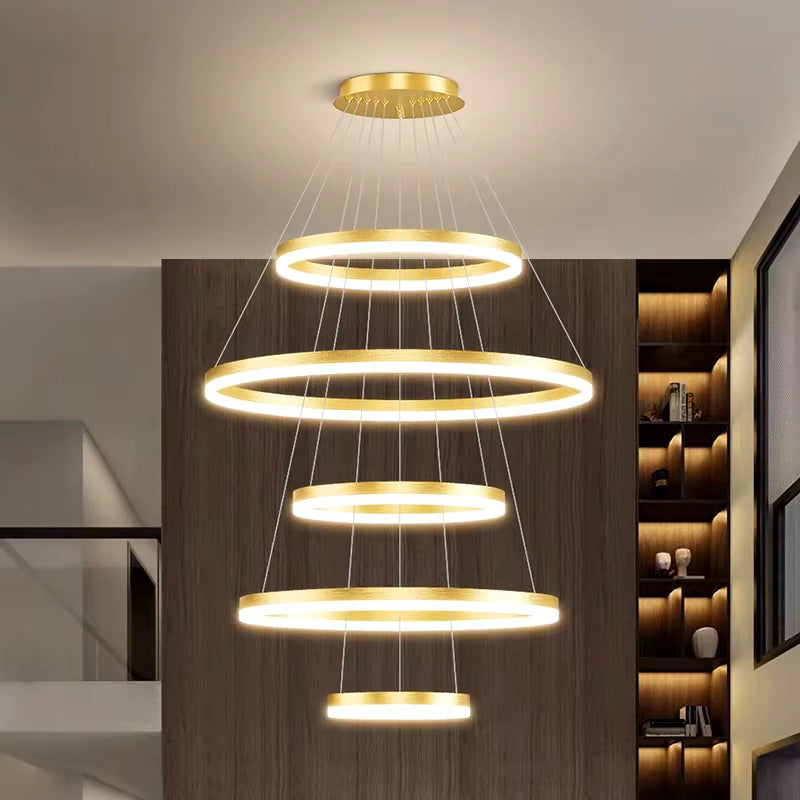 Modern Rings Long Pendant Lights Led Chandeliers for Living Room 2023 Indoor Lighting Ceiling Lamp Interior Lighting Chandeliers