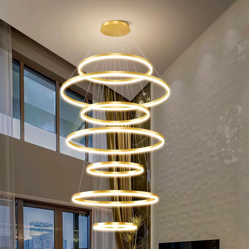 Modern Rings Long Pendant Lights Led Chandeliers for Living Room 2023 Indoor Lighting Ceiling Lamp Interior Lighting Chandeliers